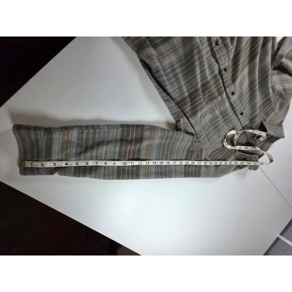 Rails Super Soft Flannel Striped Gray Button Shirt sz L Seaweed Moss Coastal - Picture 4 of 9